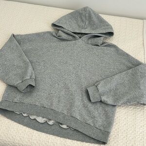 GAP HOODIE. M. pit to pit 25”. Shoulder to longer part of curved bottom 26”